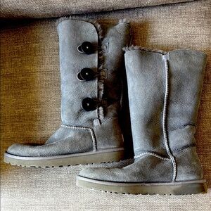 Gray Shearling Women's Boots